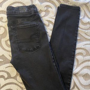American Eagle High Rise Jegging Jeans Womens Size 0 Black Denim Stretch
